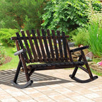 Outsunny Outdoor Wooden Rocking Chair, Double-Person Rustic Adirondack Rocker - Image 2