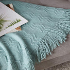 BOURINA Aqua Throw Blanket 50x60 Inches Throw Textured Solid Soft Sofa Couch - Image 5
