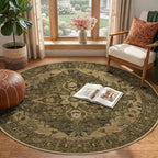 RELEANY Area Rugs Round 4ft Washable Non-Slip, Floral Vintage Distress Print - Image 2