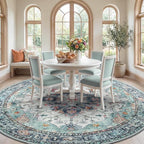 RELEANY Area Rugs 8ft Washable Non-Slip, Floral Vintage Distress Print Pattern - Image 2