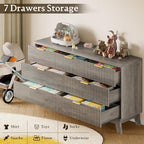 BORNOON Fluted 7 Drawer Dresser, 47.2" Wide Modern Boho Chest of Drawers - Image 6