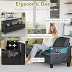 STHOUYN Black Faux Leather 3 Seater Sofa and Loveseat, Modern Comfy Office - Image 6