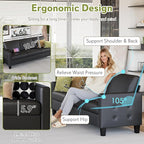 STHOUYN Black Faux Leather 3 Seater Sofa and Accent Chair Set of 2, Modern - Image 5