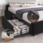 Full LED Velvet Bed Frame with 2 Storage Drawers&Hidden Headboard, Upholstered - Image 5