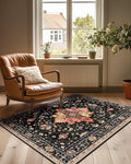 RELEANY Area Rugs 3'x4' Washable Non-Slip, Floral Vintage Distress Print by RELEANY