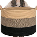 INDRESSME XXXLarge Cotton Rope Basket 21.7" x 21.7" x 13.8" Woven Baby laundry by INDRESSME