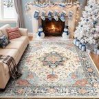 RELEANY Area Rugs 5'x7' Washable Non-Slip, Floral Vintage Distress Print - Image 2