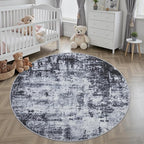 Round Area Rug for Living Room: 5 ft Washable Modern Abstract Soft Thin Rug - Image 3