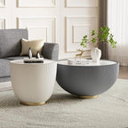 SSLine Bowl-Shape Coffee Table Set of 2 Modern Sintered Stone Top Nesting - Image 3