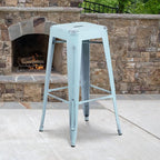 Flash Furniture Kai Commercial Grade 4 Pack 30" High Backless Distressed - Image 2