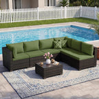LEVELEVE 7 Pieces Outdoor Patio Furniture Sets, Rattan Conversation Sectional - Image 7