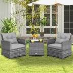 COSTWAY 3-Piece Patio Furniture Set, Outdoor Wicker Rattan Sofa - Image 3