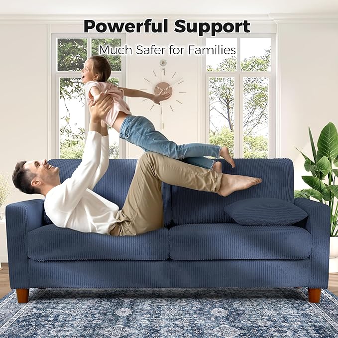 Kidirect 70in Corduroy Couch, Sofa No Tool Assembly, Comfy Couches - Image 3