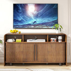Small Fluted TV Stand for Bedroom, Mid Century Modern Media TV Console for 55 by Woemtoric