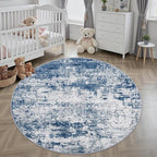 Round Area Rug for Living Room: 5 ft Washable Modern Abstract Soft Thin Rug - Image 3