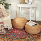 · REDEARTH · Jute Circular Pouf Ottoman - Image 2