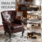 Modern Accent Chair Set of 2, Mid-Century PU Leather Armchair - Image 7