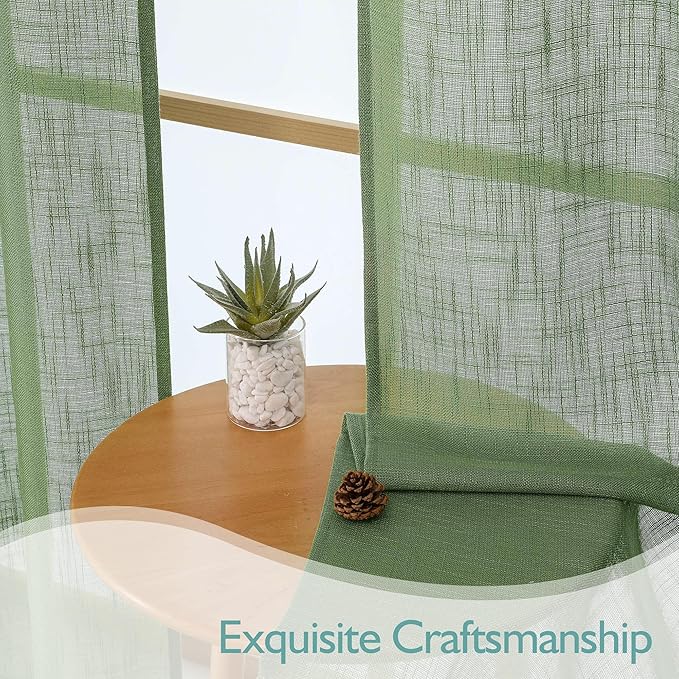 Chyhomenyc Sage Green Semi Sheer Curtains 96 Inches Long 2 Panels - Image 6