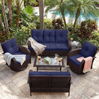 UPHA 6 Pieces Patio Furniture Sets, Wicker Outdoor Sofa Set - Image 5