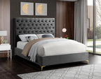 Meridian Furniture Cruz Collection Modern | Contemporary Velvet Upholstered Bed - Image 5