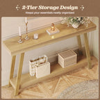 Huuger Console Table with Charging Station, USB-C Port, 2 Tiers Entryway Table - Image 5