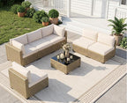 LOUVIXA 7 Piece Outdoor Patio Furniture Set, Outdoor Sectional Sofa, Wicker by LOUVIXA