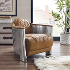 Art Leon Genuine Leather Chair, Mid Century Industrial Accent Arm Chair by ArtLeon