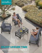 SERWALL Outdoor Patio Furniture Set, 5 Piece HDPE Patio Conversation Sets - Image 9