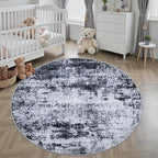 Round Area Rug for Living Room: 6 ft Washable Modern Abstract Soft Thin Rug - Image 4