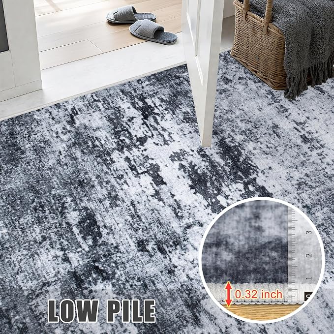 5x5 Area Rug Living Room Rug: Washable Modern Abstract Soft Thin Rug Indoor - Image 7