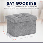 Ornavo Home Small Storage Ottoman, Foldable Collapsible Rectangle Linen Ottoman - Image 2