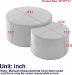 Modern Nesting Coffee Table Set of 2 in Beige, Upholstered Round Living Room - Image 2