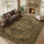 RELEANY Area Rugs 9'x12' Washable Non-Slip, Floral Vintage Distress Print - Image 3