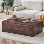 39.3'' Wood Coffee Table with Wood Grain, Rectangular Low Tables - Image 4