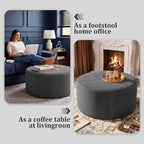 BSHOMGI Round Boneless Ottoman Oversized Ottomans - Image 5