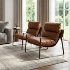LukeAlon Modern PU Leather Accent Armchairs Set of 2, Upholstered Lounge Chair - Image 3