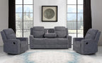 Betsy Furniture Soft Microfiber Manual Reclining Sofa Set, Sofa w/Dropdown Table by BetsyFurniture