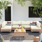 7-Piece Generous Patio Furniture Set, Wicker Outdoor Sectional Set - Image 3