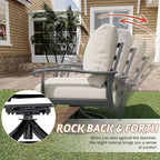 HOMREST Patio Furniture Sets 4 PCS Outdoor Metal Conversation Sets, 360 Degree - Image 3