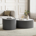 SSLine Round Drum Coffee Table Set of 2 Modern Sintered Stone Top Nesting by SSLine