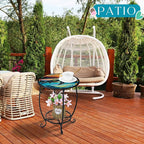 Cinnvoice Outdoor Side Table Round Small Mosaic Patio Accent Indoor End Plant - Image 5