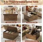 HUAHUU 31.5" Lift Top Coffee Table, 4 in 1 Square Coffee Table - Image 3