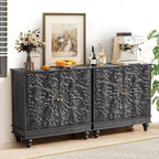 weselon Accent Cabinet Set of 2, Classic Carved Buffet Cabinet Storage Sideboard by WelcometoFurnitureSalon