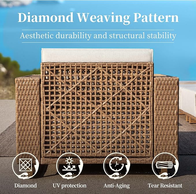 SUNSHINE VALLEY 4 Pieces Patio Furniture Set, Outdoor Rattan Wicker Chairs and - Image 5