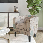 BELLEZE Living Room Chair, Linen Round Accent Barrel Chair, Club Tub Sofa Chair by BELLEZE