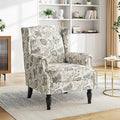 Floral Print Wingback Accent Chair, Retro Modern Farmhouse Armchair by PiaRicco