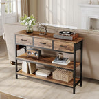 Lulive Entryway Table with Power Outlets, Console Table with 3 Fabric Drawers - Image 9