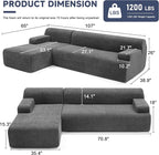 Weture 107" Modular Sectional Cloud Couch, Boneless couches Sponge sectionals - Image 2