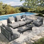 HERA'S HOUSE Metal Patio Furniture Set, Modular 7 Seats and 1 Nesting Coffee by HERASHOUSE
