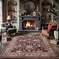 Area Rugs for Living Room, 6x9 Washable Area Rug for Bedroom, Retro Floral by Rtizon